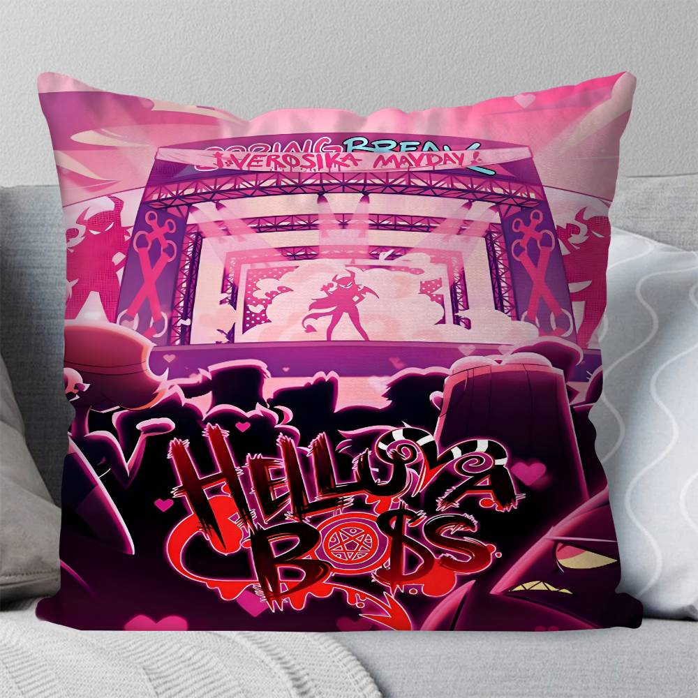 

Anime H-Helluva Boss Pillow Case Square Pillow Bedroom Sofa Leisure Comfort Cushion Car Living Room Home Decoration 16x16Inch