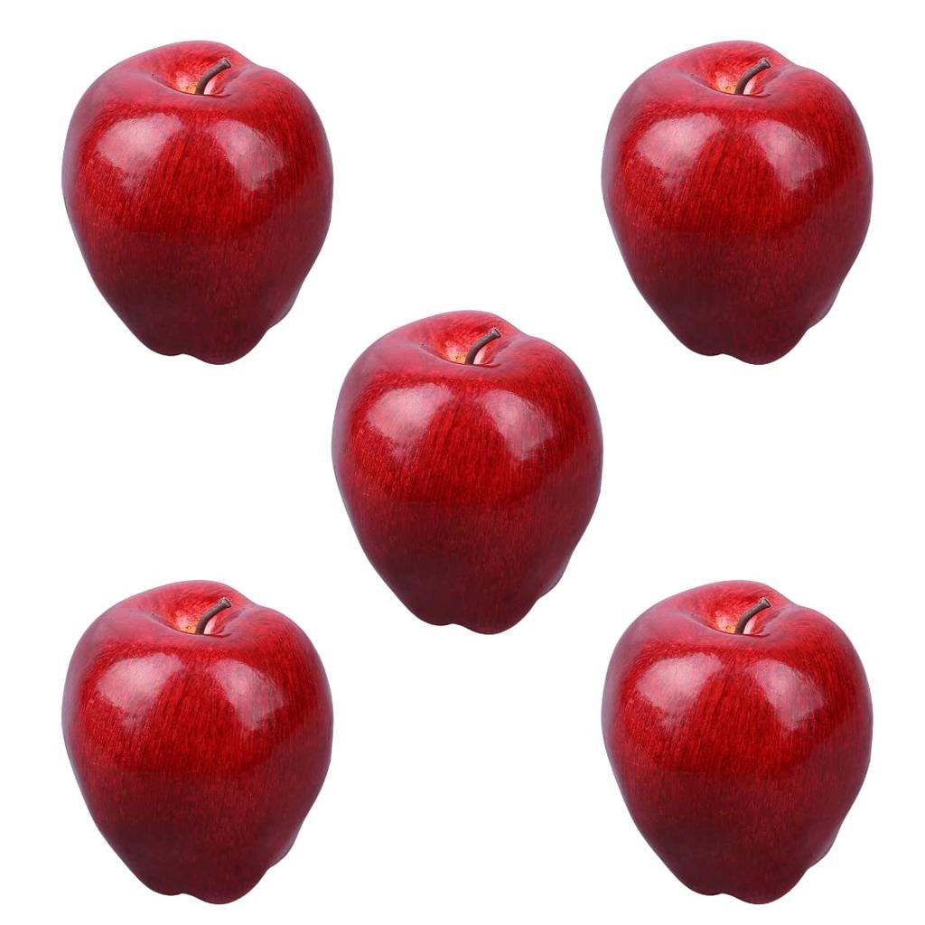 Charmoon Próbka Jedzenia Jabłko Owoc Realistyczna Replika Ekspozycja Wnętrze Model Wystawowy Zestaw 5 Naturalnej Wielkości (Głęboka czerwień)