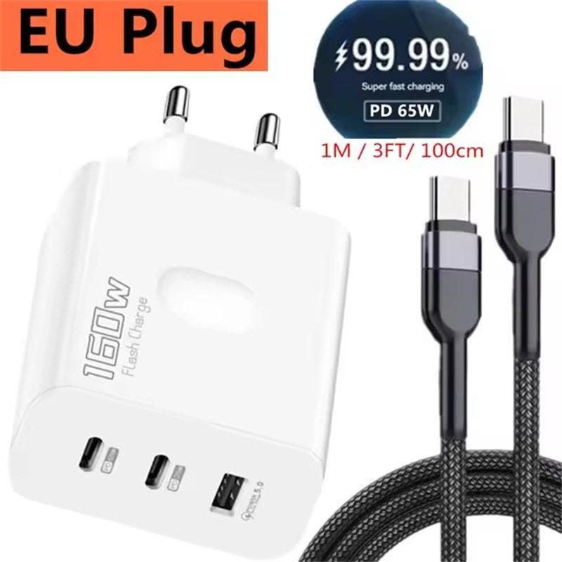 160W USB-lader USB Type C Hurtigladingsadapter Quick Charge 3.0 PD Mobiltelefonlader For iPhone Samsung Xiaomi Redmi OPPO