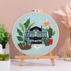 1Pc Quiet Time Home Living Green Plant Coffee Table DIY Embroidery Needlework Bamboo Embroidery Frame English Kit