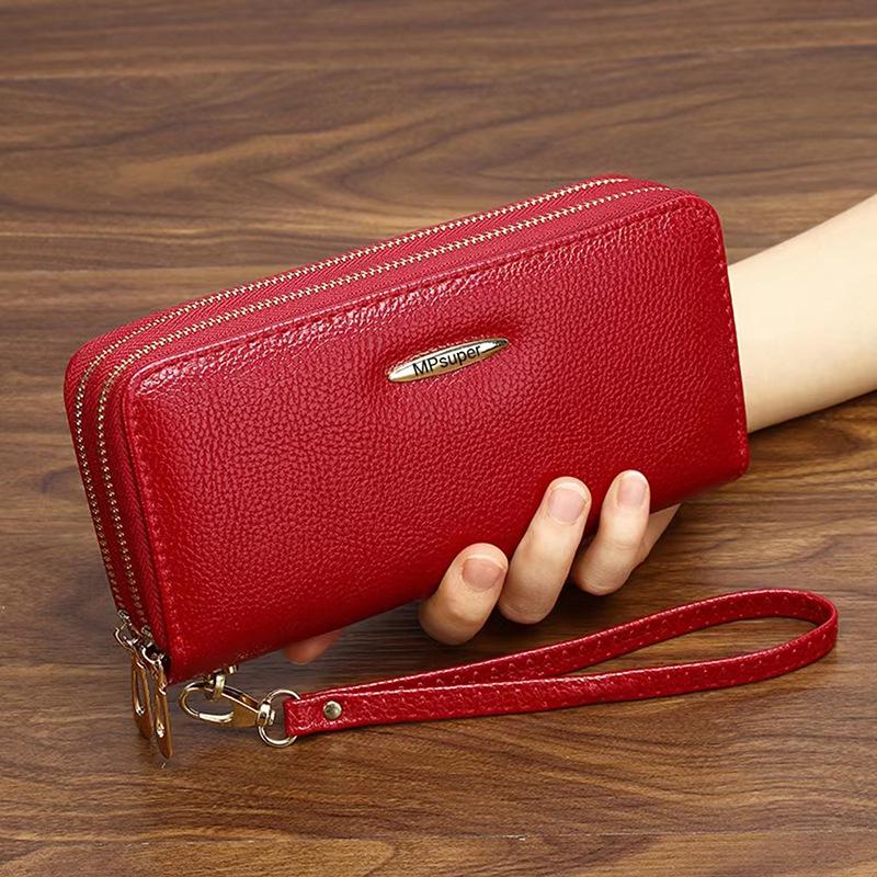 Korean Style Large Capacity Double Zipper Ladies Long Clutch Wallet and Coin Purse
