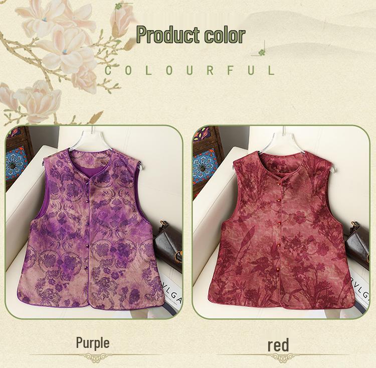 Chinese National Style Jacquard Vest for Women - 2026 Spring/Autumn Retro Sleeveless Top with Frog Button.