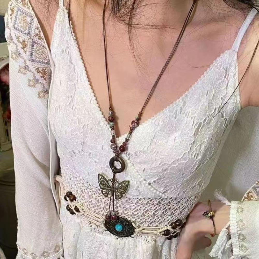 Tibetan Ancient Style Fringed Necklace Female Exotic Style Accessories Ethnic Style Retro Miao Neck Chain Jewelry