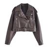 2025 Spring Women's Street Fashion Faux Leather Biker Jacket