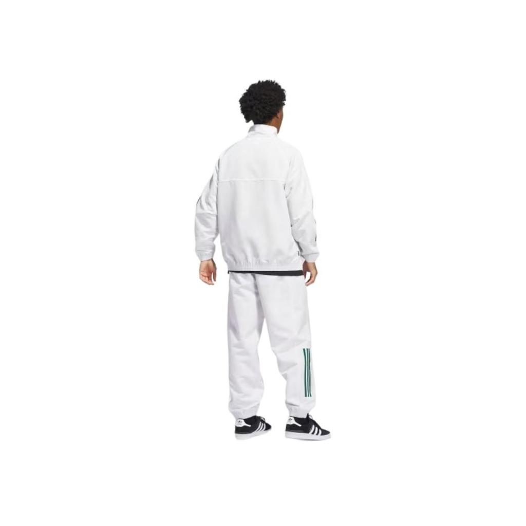 adidas Originals Skateboarding Gatsele Track Pants Loose Comfortable Striped Sports Long Pants Unisex Bottoms Crystal-White Dark-Green JC5173