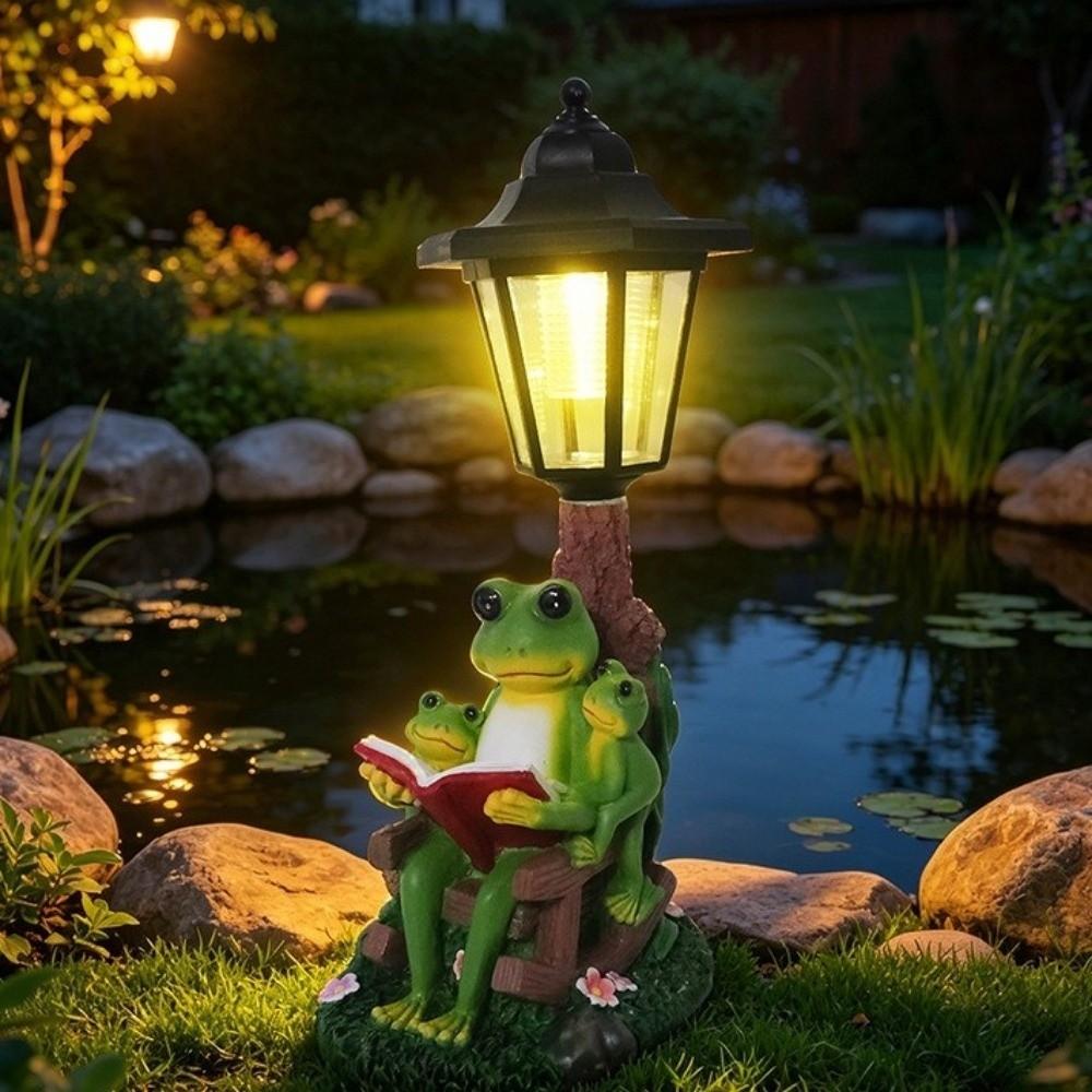 Lifelike Frog Plant Pot  Light Weatherproof Solar Frog Lamp Frog Statue Solar Light  Pathway Decor
