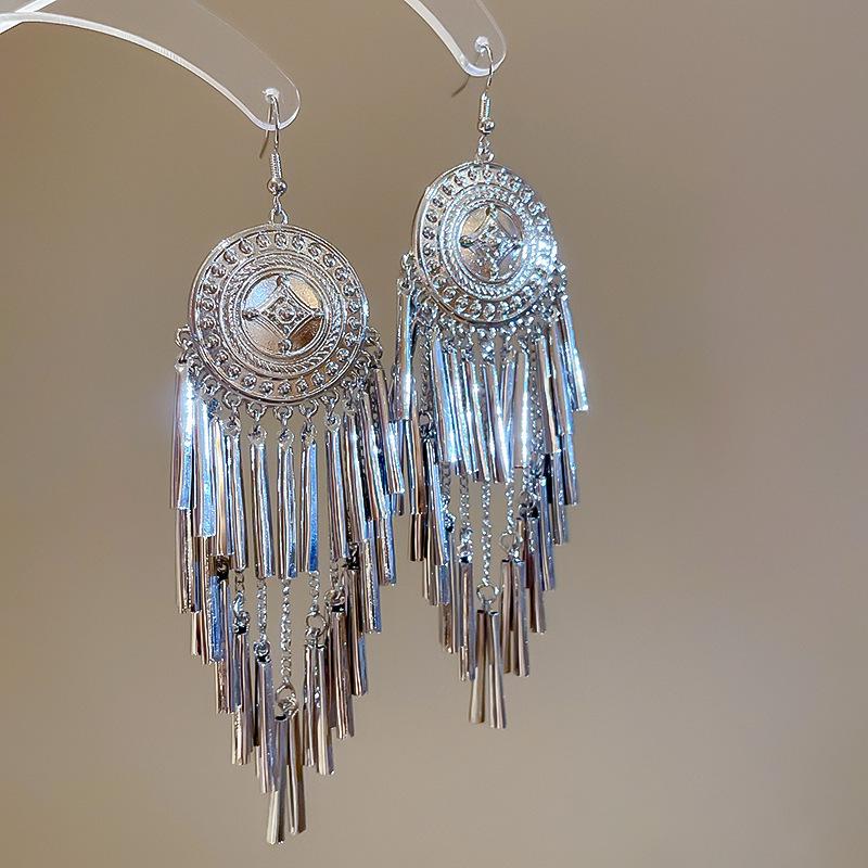 Pendientes Redondos Huecos Retro Bohemios: Estilo Étnico, Elegante Diseño Colgante para Mujer.