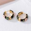 Traditional Flower Enamel Earrings Classic Dripping Oil Earrings Chinese Style Earrings  Jewelry