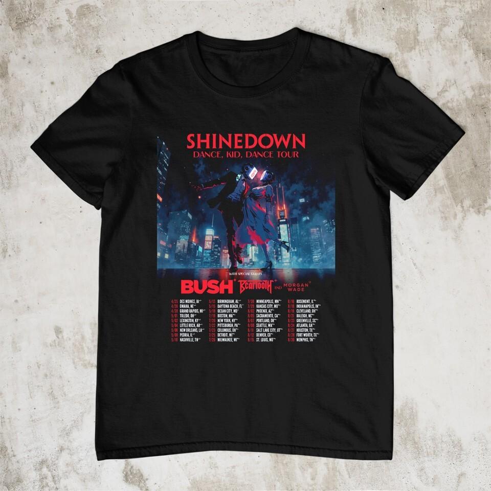 NEW Shinedown 2025 tour ‘Dance, Kid, Dance Tour‘ Black All Size T-Shirt A XL