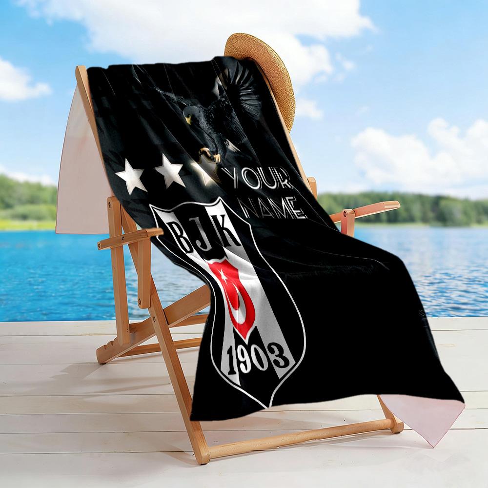 Beşiktaş Pride Glory Customized Name Beach Towel Quick-Dry Soft Microfiber Suitable for Sports Travel Swimming Yoga Bathroom Beach And Pool
