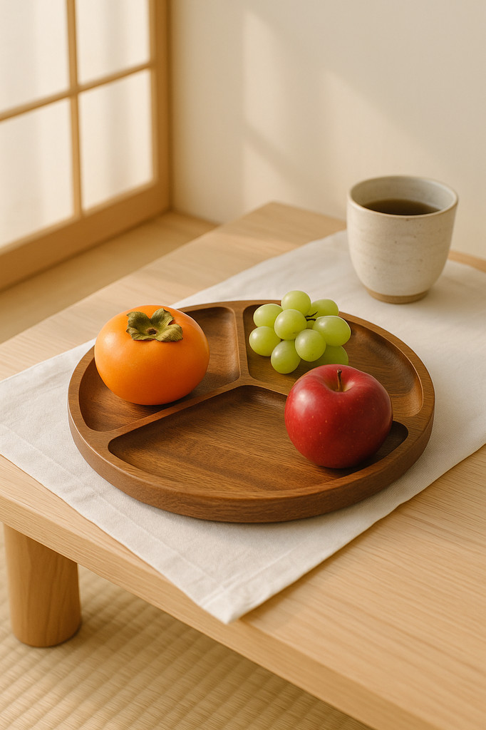 Usine japonaise d'assiettes à fruits en bois massif, vente en gros de plateaux en bois, plateaux à fruits multi-tailles de grande valeur, assiette à collation