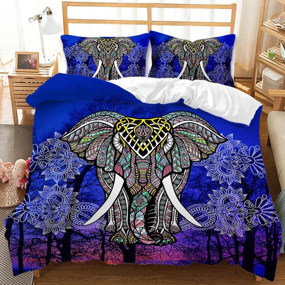 Soft Duvet Cover Set 3D Animal Elephant Beding Set Adult Peoples Winter Twin Ful Quen King Bedrom Set Home Textile House De Couete
