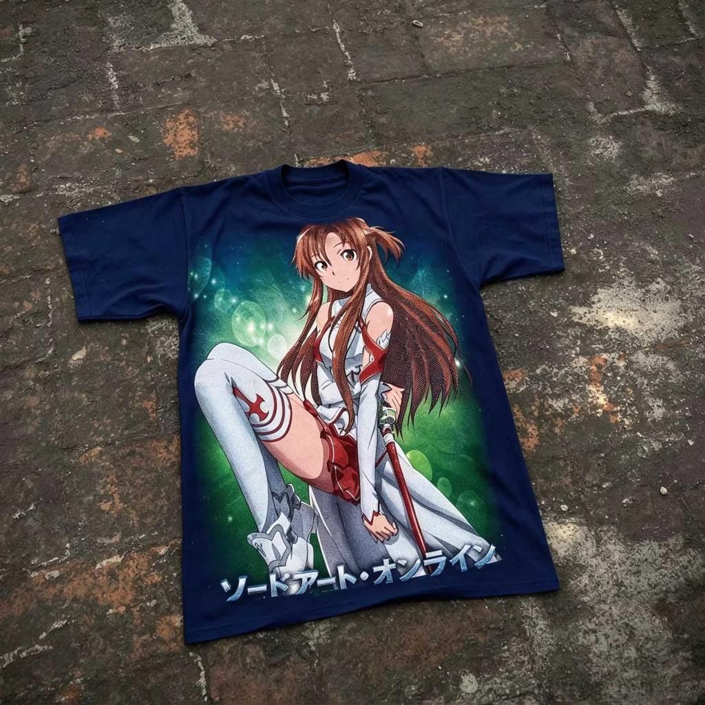 Unisex 2026 Summer Sword Art Online Asuna Anime Graphic Loose Oversized Y2K Streetwear T-shirt