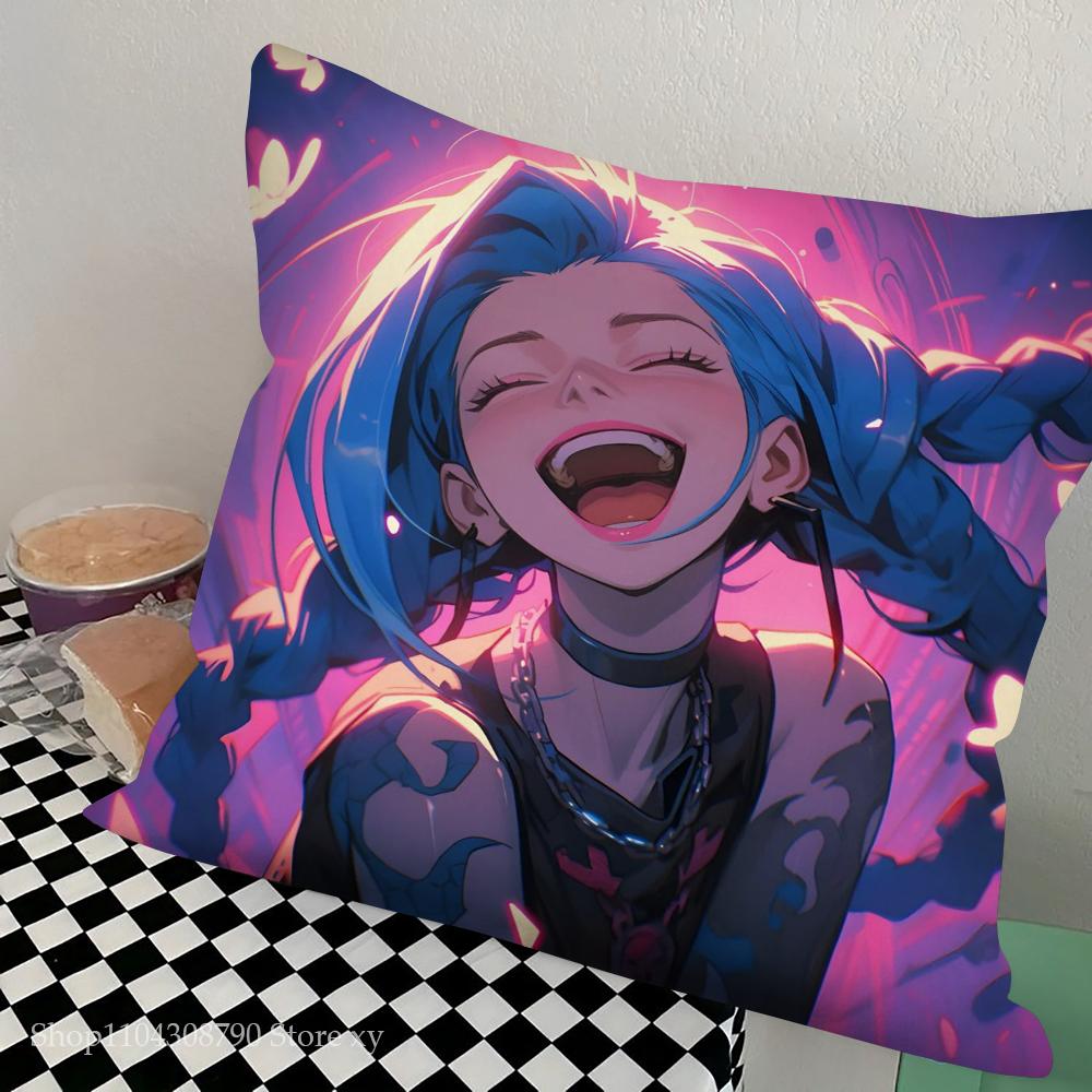 J-Jinx Animated Game Character Pillow Case Square Pillow Bedroom Sofa Leisure Comfort Cushion Car Living Room Home Decoration