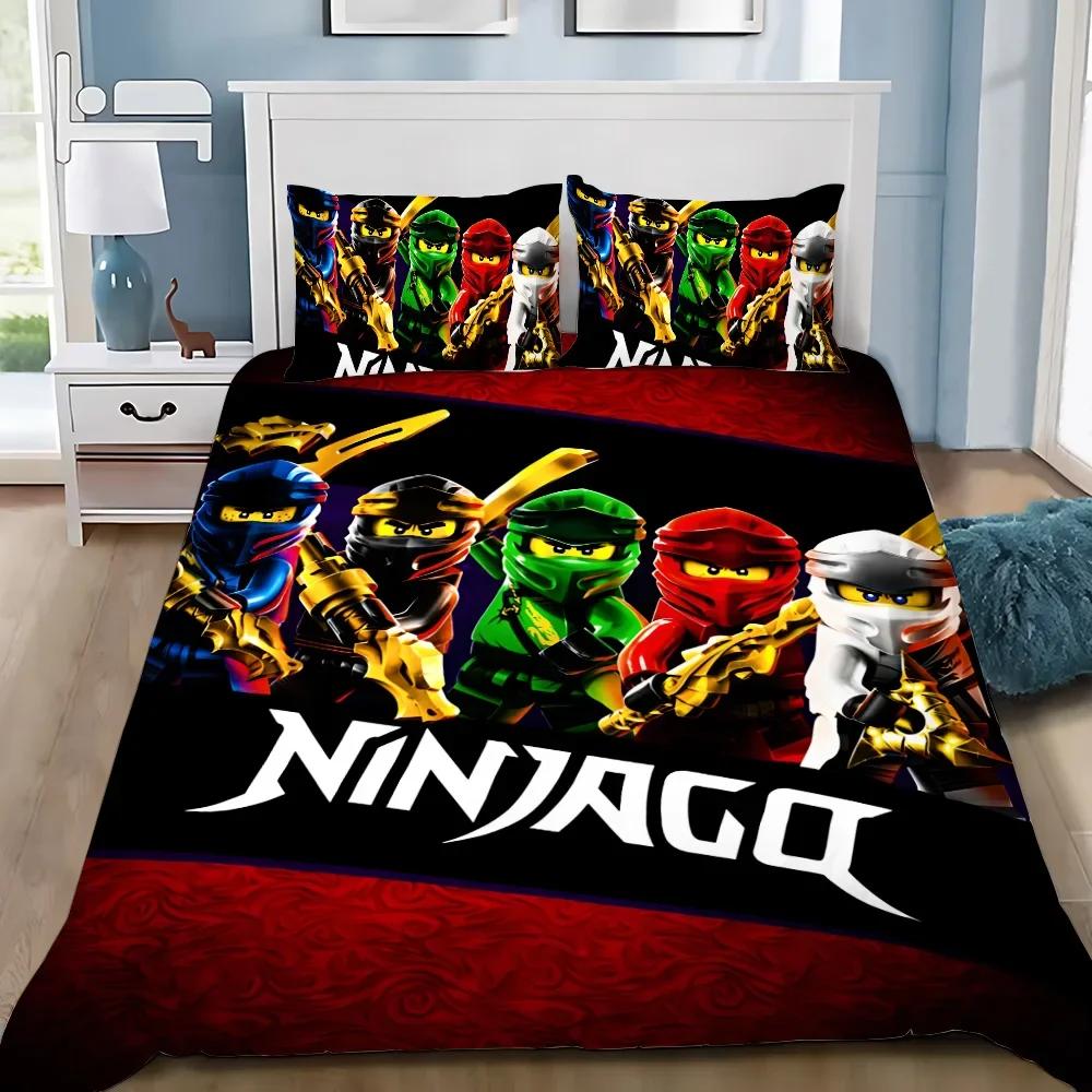 Set lenjerie de pat N-ninjagos Față de pernă Desen Animat Joc Set lenjerie de pat Băiat Fată Decor Cameră Copii Cadou Copii Dimensiune Single Dublu Mare