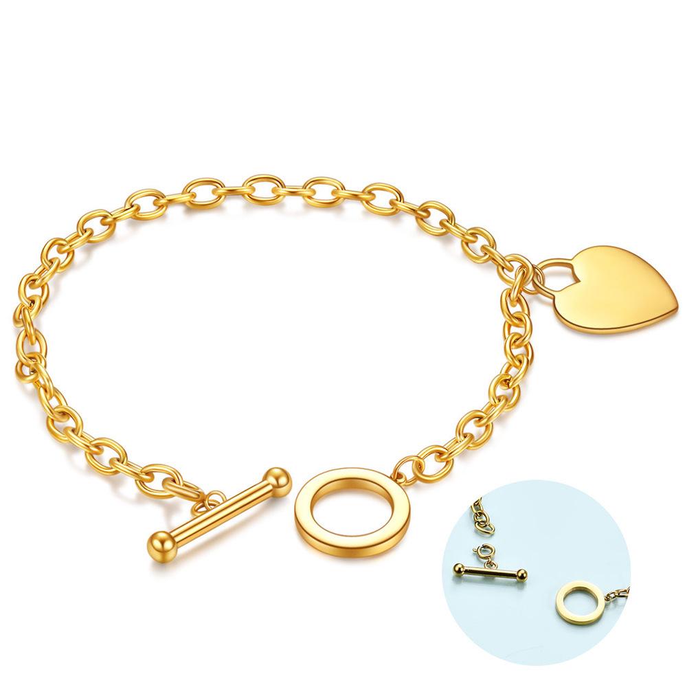 European Style Stainless Steel Bracelet with Laser-Engraved Love Logo: Stylish, Smooth, Simple Design for Women.