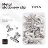 15Pcs Metal Paper Clamp Stainless Steel Clip Metal Hinge Clips for Picture Photo Food Bag Receipt Document Organization