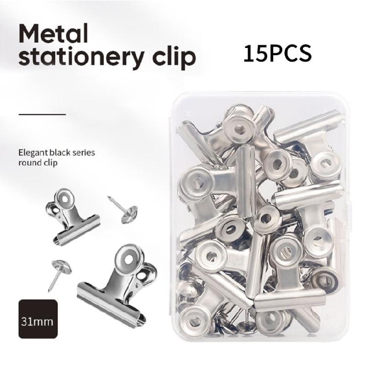 15Pcs Metal Paper Clamp Stainless Steel Clip Metal Hinge Clips for Picture Photo Food Bag Receipt Document Organization