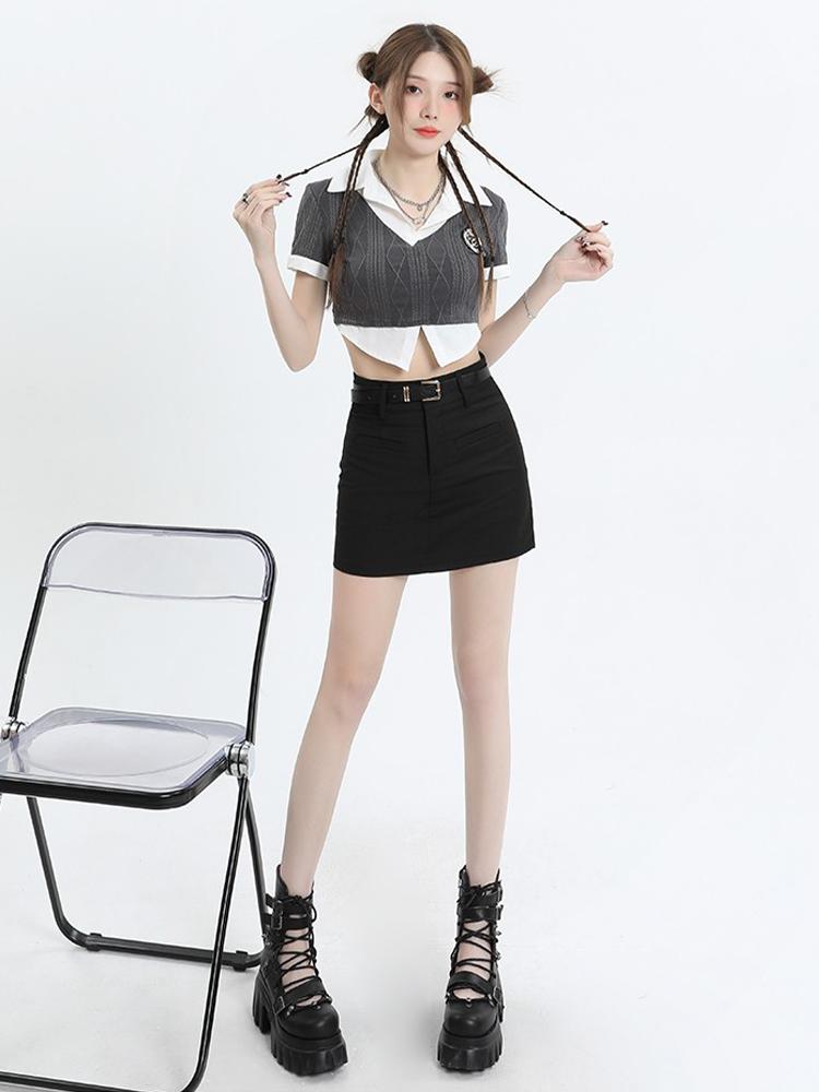 Dámský oblek Minisukně Summer Basic Slim Vysoký pas Sukně Šortky Kancelář Lady All-match Černá Elegantní Vintage