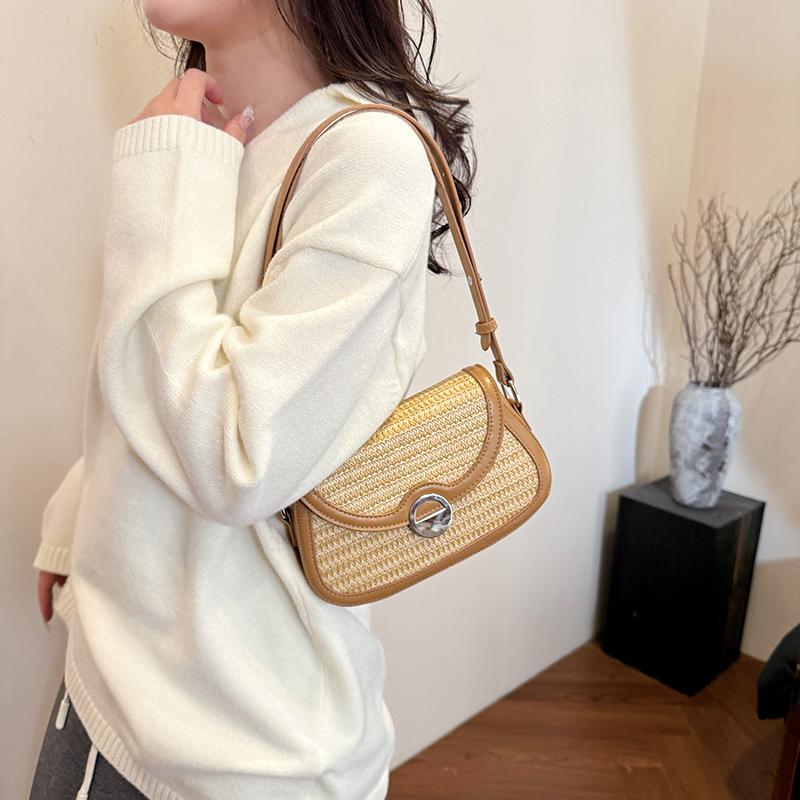 New Natural Woven Straw Bag for Women Bohemian Shoulder Bag Lightweight Beach Purse Crossbody Handbag Summer Rattan Tote wallet