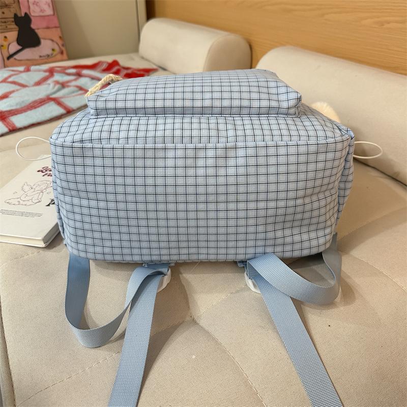 Plecak Szkolny na Kampus Kratkowany Plecak Duża Pojemność Podróżny Lekki Plecak