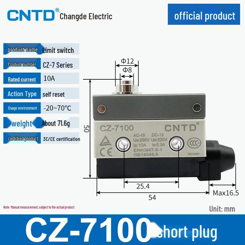 CNTD CZ Limit TZ Micro Switches: Models CZ-7310, 7311, 7121, 7120, 7141, 7144.