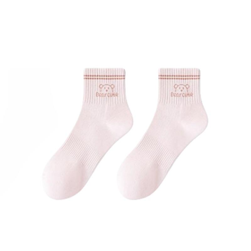 5 Pairs of Women's Spring and Summer Pure Cotton Deodorant Breathable Mesh Student Sports Tube Socks