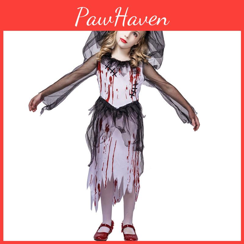 Kid Ghost Bloody Bride Cosplay Costume For Halloween Party Prop