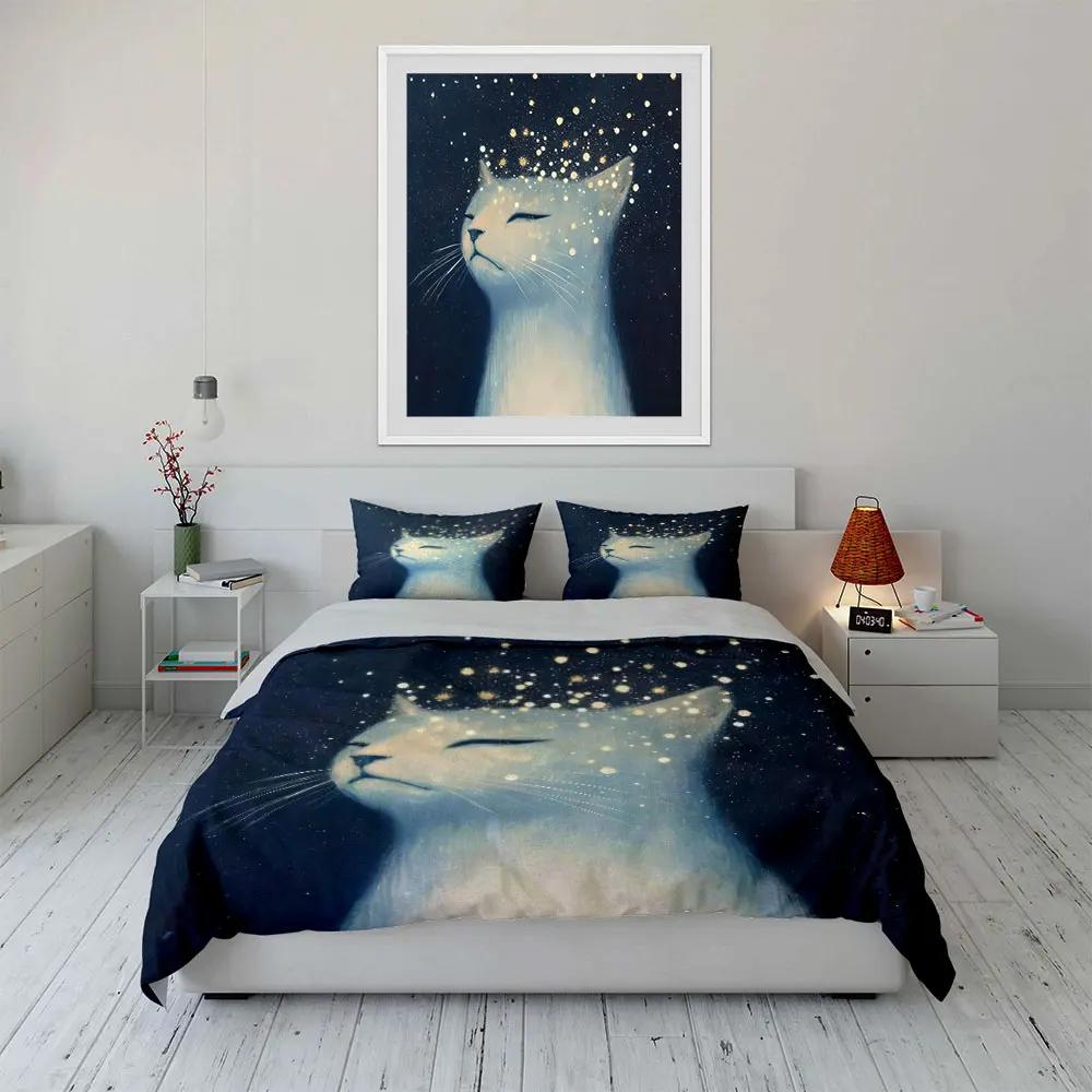 Celestial Cat Art Three-Piece Set Soft Comfortable Duvet Cover Bedding Set Included 1*Duvet Cover & 2*Pillowcases Gift