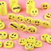 36pcs Smile Face Erasers - with Happy, Sad, Surprised Expressions - Bright Yellow - No Residue Cleaning - Office, School