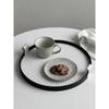 Nordic Round Jewelry Tray Woven Leather Storage Tray Living Room Kitchen Desktop Cosmetic Sundries Plate Home Decoration