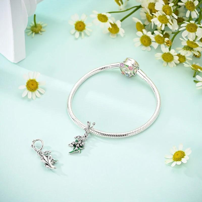 Authentic Charm Bead Charms copper Green Lily of The Valley Bead Charms Compatible With Plata Bracelets for Women Jewellery Making Diy Gifts