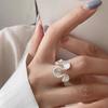 PANJBJ 925 Sterling Silve Texture Ring for Women Gift Wide Wave Geometry Ins Originality Adjustable Jewelry Gift Dropshipping
