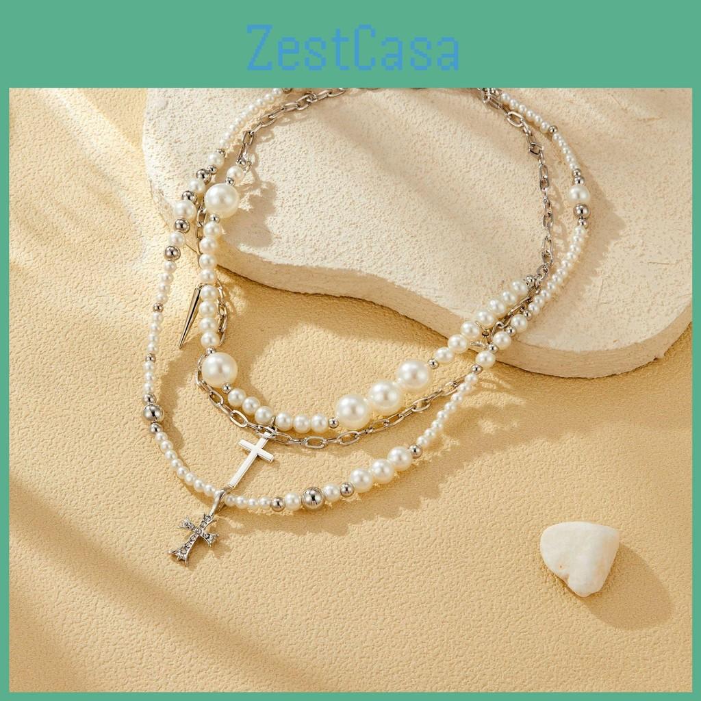 Long Luxurious Cross Pearl Necklace For Women With Sophisticated Touch