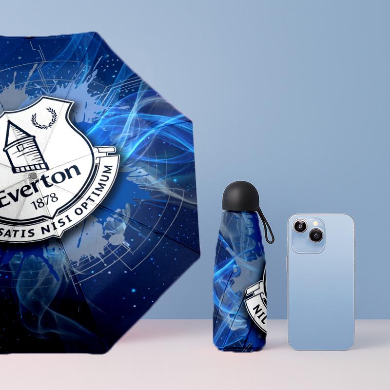 Everton Football Pattern Printed Mini 5 Folds 8 Ribs Compact Umbrella Windproof Waterproof Lightweight Portable Folding