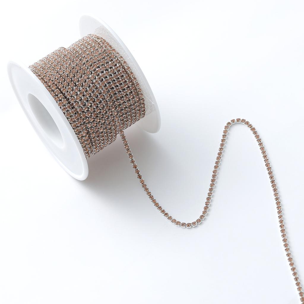 Silver bottom dense claw glass crystal rhinestone claw chain, color inlaid crystal diamond chain DIY mobile phone material sticker diamond accessories