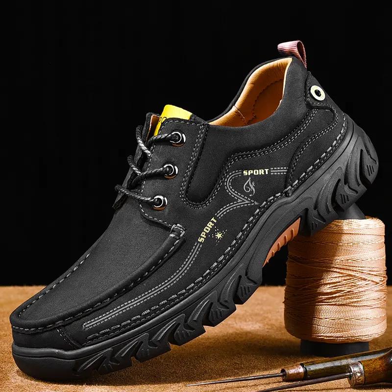 New Mens Shoes Genuine Leather Flats Men Loafers High Quality Outdoor Men Hiking Breathable Male Casual Shoes New Model