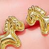 1 Pair Ear Studs Horse-Shaped Alloy Earrings Lightweight Secure Back Jewelry Gift Fastening Stud Earrings