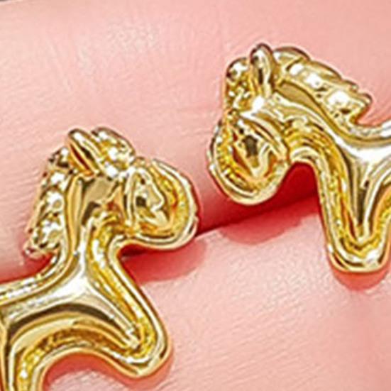 1 Pair Ear Studs Horse-Shaped Alloy Earrings Lightweight Secure Back Jewelry Gift Fastening Stud Earrings
