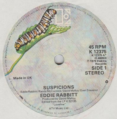 7inch Record EDDIE RABBITT - Suspicions K12375 Elektra 1979 UK Folk Used