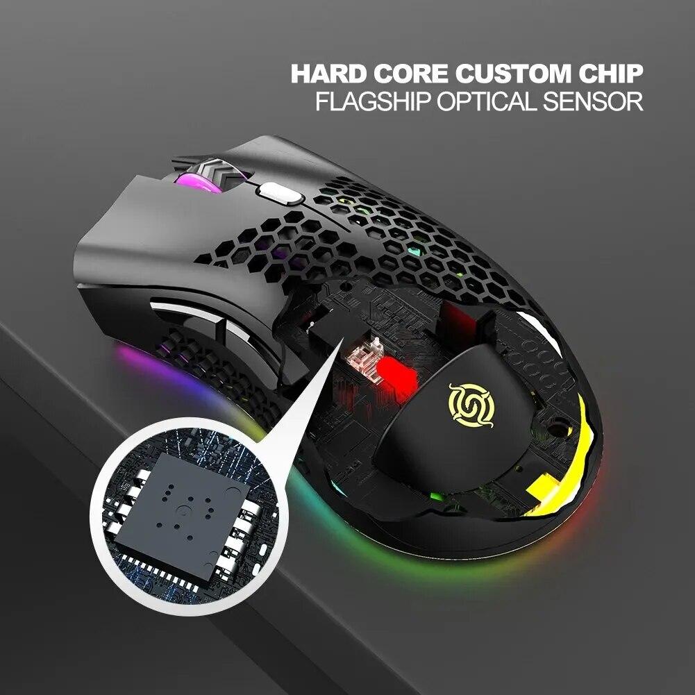 Rechargeable Gaming Mouse USB 2.4G Wireless RGB Light Honeycomb Gaming Mouse Desktop PC Computers Notebook Laptop Mice