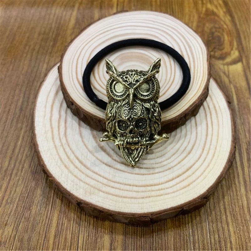 Halloween Theme 3D Owl Skull Hair Rope for Adult Female Teens Punk Hairband Dark Series Festival Hair Band Accessories