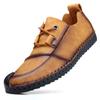 Fashion New Men's Vintage Genuine Leather Shoes Plus Size Lace-up Breathable Loafers Flats Driving Shoes