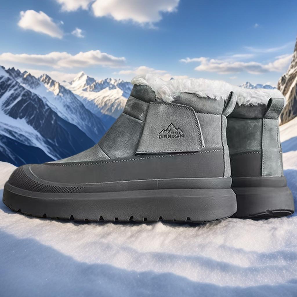 Winter Men Plush Warm Snow Boots Outdoor Cotton Boots for Fashion Handmade Casual Shoes with Fur Waterproof Non-slip Ankle Boots