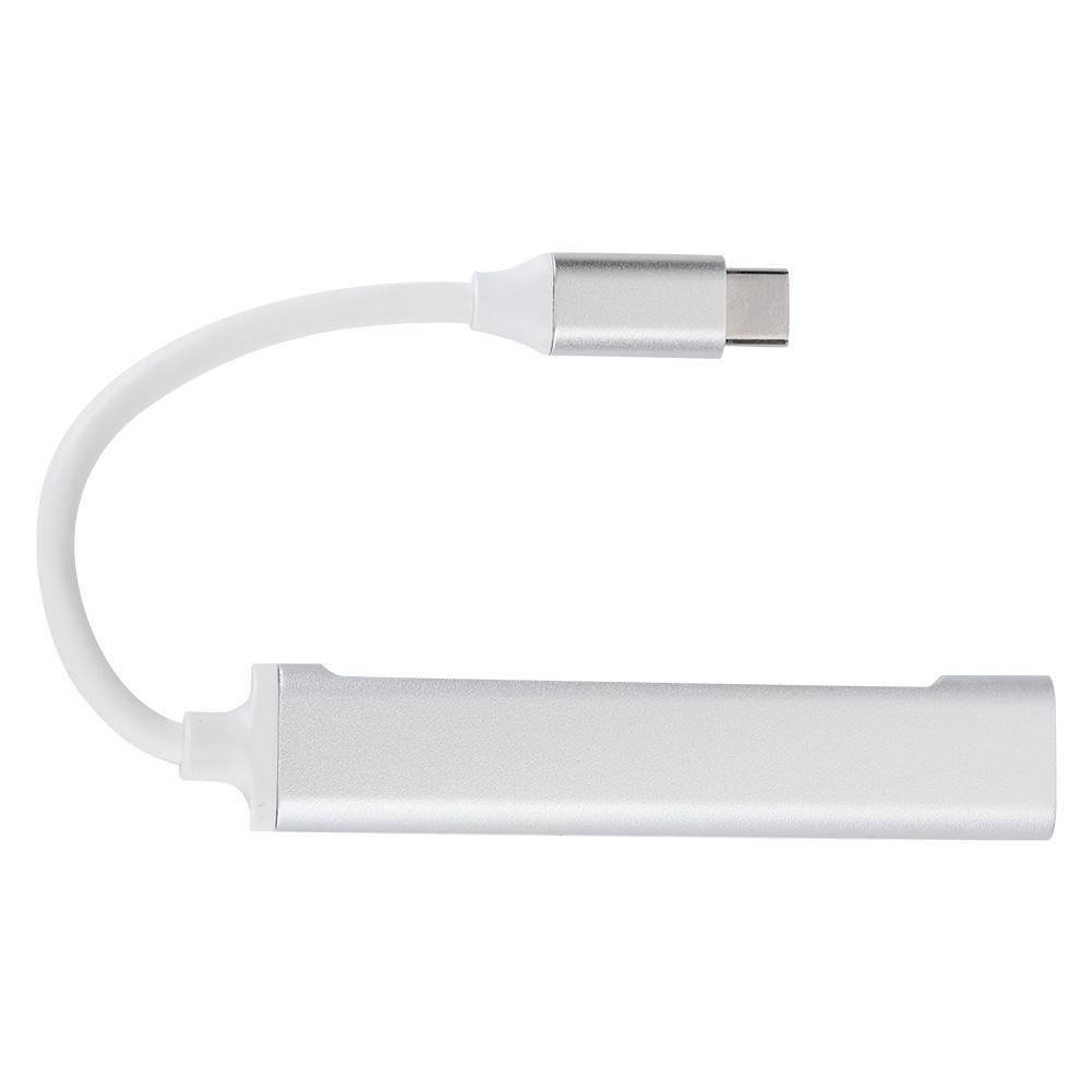 4Port USB 3.0 Hub MultiFunction Type C Splitter Extender Dock Adapter OTG PC(Silver )
