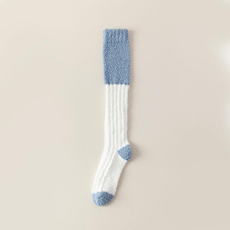 Autumn and Winter Coral Fleece Socks, Women's Warm Thigh-high Socks, Thickened Calf Fleece Sleep Socks, Fleece Home Socks