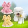 Yousheng 1 Set Pet Princess Dress Lace Patchwork Eye-catching Comfortable Soft Square Collar Dress Up Ruffle Sleeves Plaid Print Puppy Dog Skirt Pet