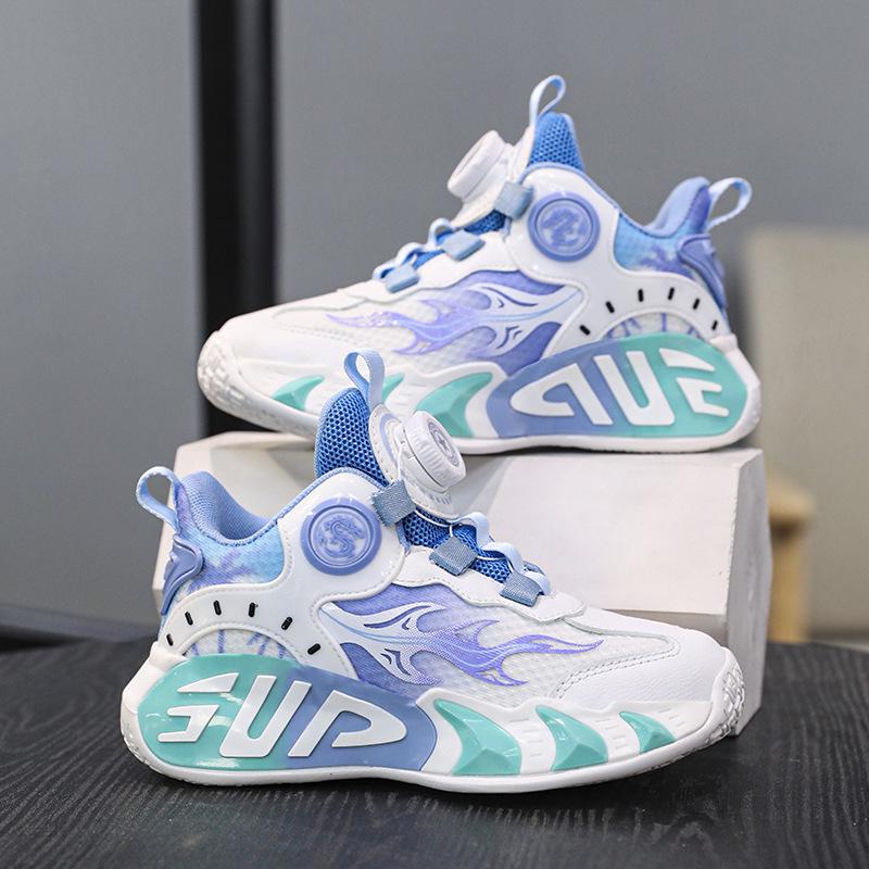 Kids & Adults Basketball Shoes with Rotary Buckle - Breathable, Lightweight, All-Season Training Shoes