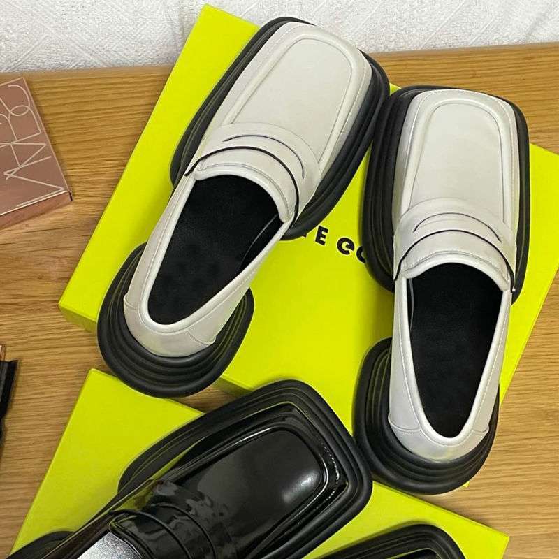 White Loafers Niche Autumn Retro British Style Design Sense Single Shoes Women's Shoes Platform Small Leather Shoes Square Head French