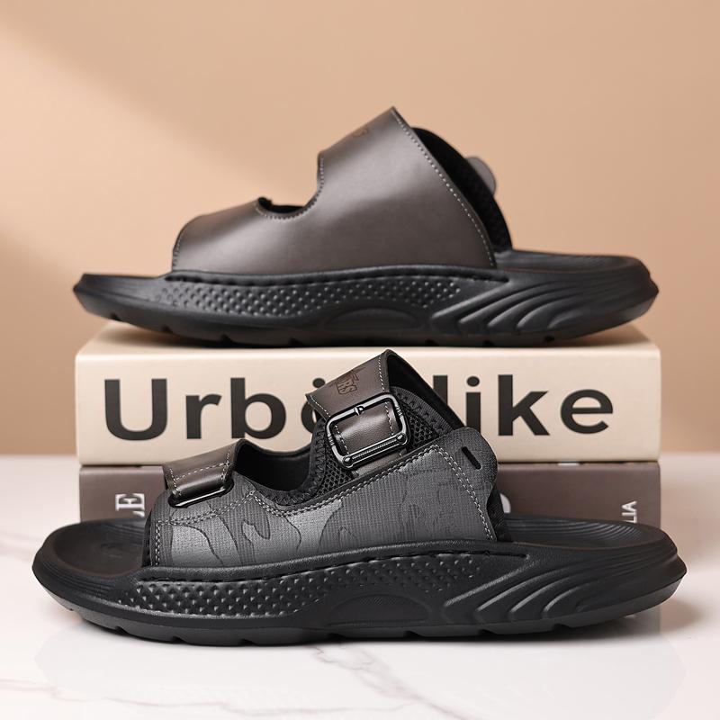 Male Comfortable Half Drag Suitable Outdoor Wear Summer Flats Men's Comfy Sandals with Adjustable Buckle Strap Slippers